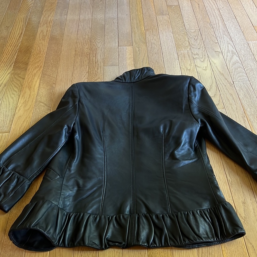 Leather Lined Black Button Up Jacket - image 3